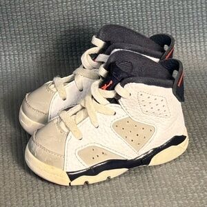 Nike Air Jordan Retro 6 Tinker White Infrared Shoes 384667-104 Toddler Size 4C